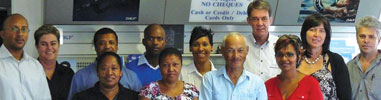 BPS Belville Team. Front row from left: Berenice Zimri, Almarie Scotsman, Douglas Nitsckie, Romenie Ruiters. Back row from left: Nazeer Slamdien; Amanda van Aswegen; Frank Pietersen; Richard Gebenga; Karen Grantham; Peter Churchill, managing director; Maureen Els; Ramadan Zekeriev.